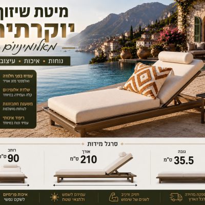 מיטת שיזוף יוקרתית מאלומיניום דגם בראשית ARAVA